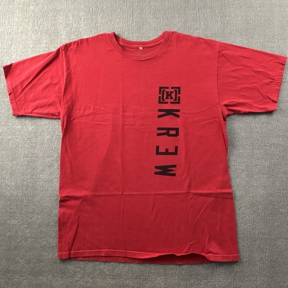 Krew Shirt Adult Large Red Short Sleeve Casual Streetwear Men's